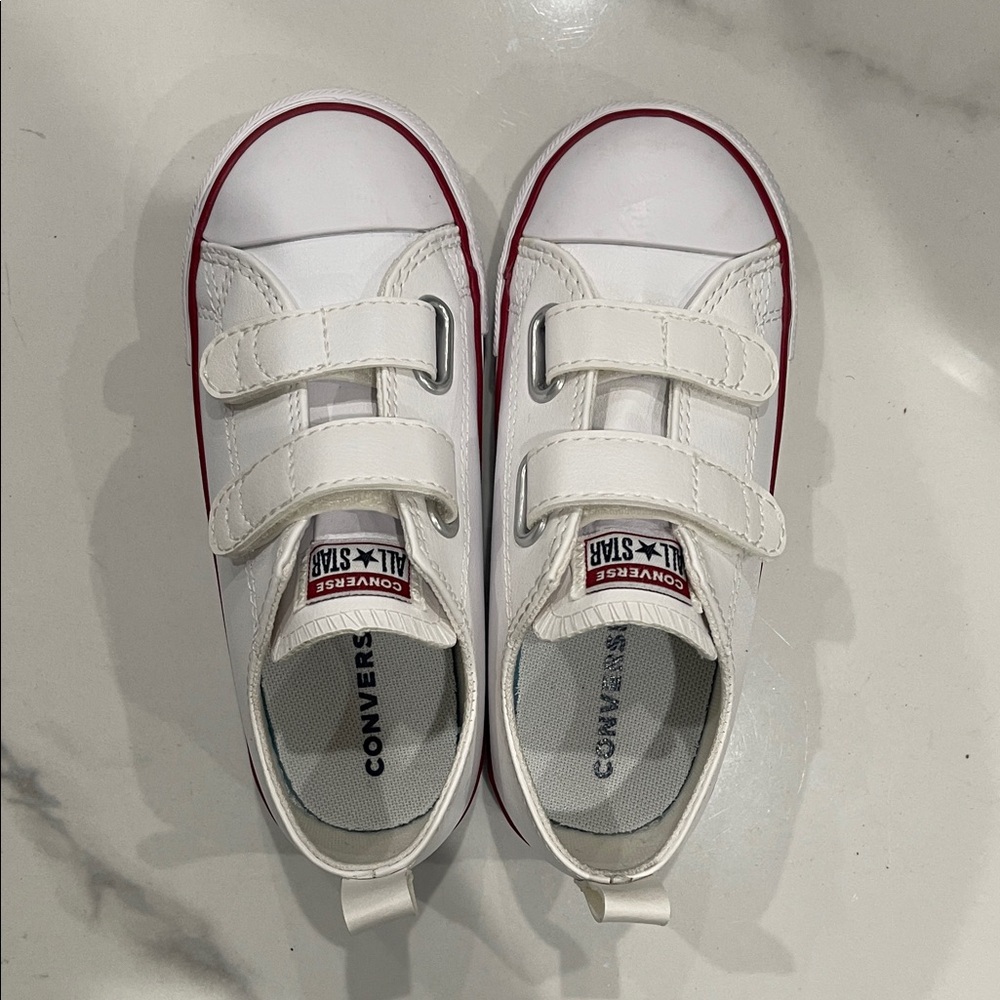 Converse Kids White and Red Velcro Sneakers